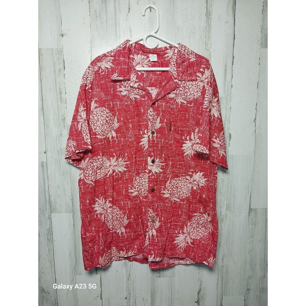 Palmwave Red & White Men's 2XL Hawaiian Shirt